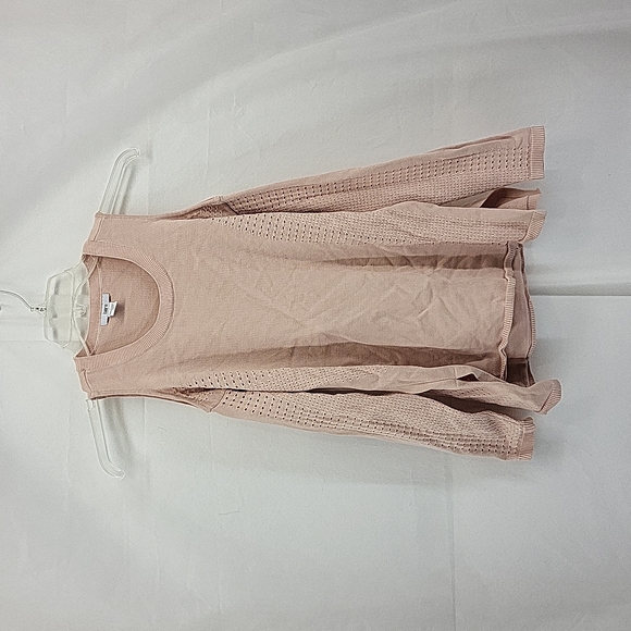 BAR III Perforated Cold Shoulder Viscose Sweater Top Shirt Barbie Ballet Pink - Picture 3 of 9